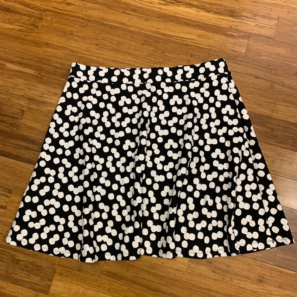 Leota‎ for Dia & Co Skater Skirt Womens Size 3X Black White Polka Dot Print Plus